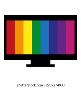 Bildschirm mit Farbleisten überwachen. Internetkommunikation. Moderne Technik. Vektorgrafik. Stockbild.