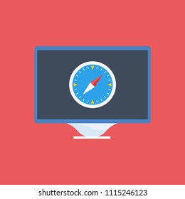 monitor with compass icon
