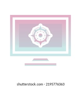 monitor compass logo gradient design template icon element
