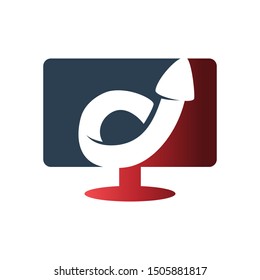 Monitor Computer Arrow Direction Vector color Isolated