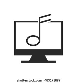 monitor computer with button audio menu vector illustration design