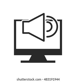 monitor computer with button audio menu vector illustration design