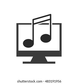 monitor computer with button audio menu vector illustration design
