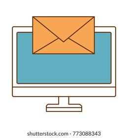 monitor computer with envelope