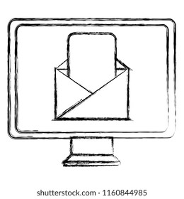 monitor computer with envelope mail