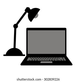 monitor computer equipment screen vector silhouette lamp