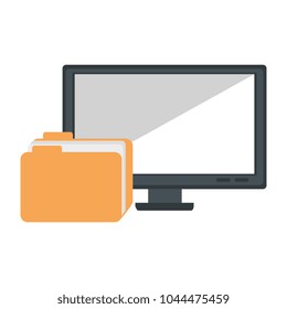 monitor computer with file folder