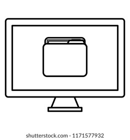 monitor computer with folder