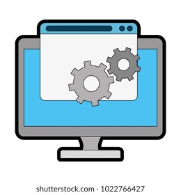 Monitor Computer Gears Stock Vector (Royalty Free) 1022766427 ...