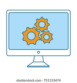 monitor computer with gears