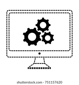 monitor computer with gears