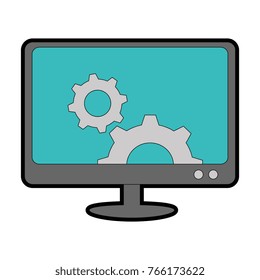 monitor computer with gears