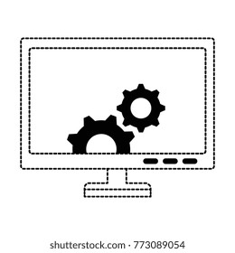 monitor computer with gears