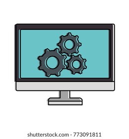 monitor computer with gears