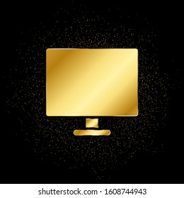 monitor, computer gold icon. Vector illustration of golden particle background. isolated vector sign symbol - Education icon black background