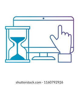 monitor computer with hand and hourglass