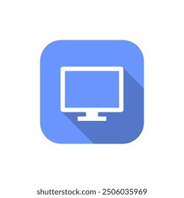 Monitor computer icon on square background. Pc desktop sign symbol