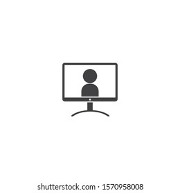 Monitor computer icon vector flat design