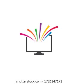 Monitor computer icon vector flat design