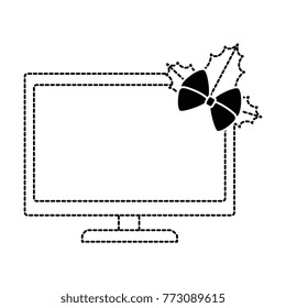 monitor computer with leafs christmas