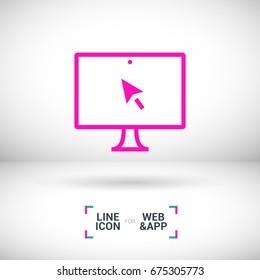 monitor computer line vector icon
