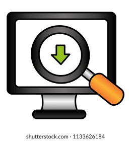 monitor computer with magnifying glass and arrow download