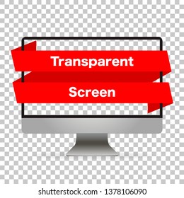 Monitor computer mockup isolated. Screen monitor transparent empy isolated background. Realistic device. Vector illustration