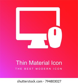 Monitor and computer mouse red and pink gradient material white icon minimal design
