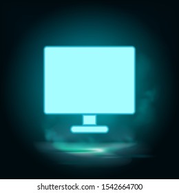 Monitor, computer neon icon - Vector. Blue neon illustration. Monitor, computer neon icon - Vector. Infographic concept vector illustration