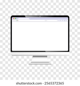 Monitor Computer with with open browser. Monitor with browser display and search bar. Flat icon