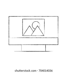 monitor computer with picture file isolated icon