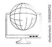 monitor computer with planet