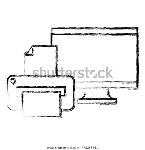 monitor computer with\
printer
