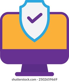 Ilustración plana del Vector del icono de la pantalla del ordenador