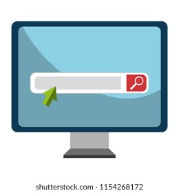 monitor computer with search bar