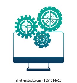 monitor computer with set gears machine