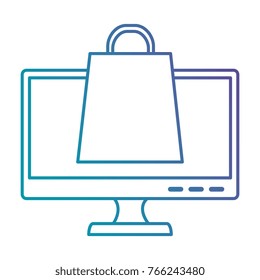 monitor computer with shopping bag