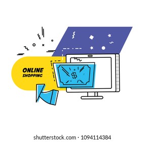 monitor computer with shopping online concept