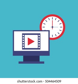 monitor computer with social marketing icon vector illustration design