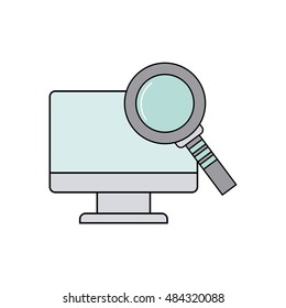monitor computer with social media icon vector illustration design