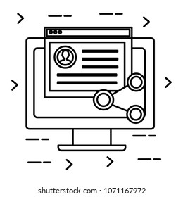 monitor computer with social media icons