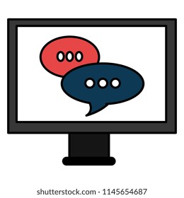 monitor computer with speech bubbles