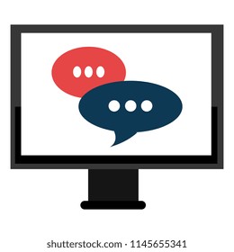 monitor computer with speech bubbles