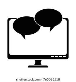 monitor computer with speech bubbles