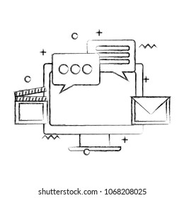 monitor computer tech with social media icons