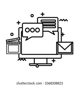 monitor computer tech with social media icons