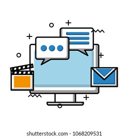 monitor computer tech with social media icons