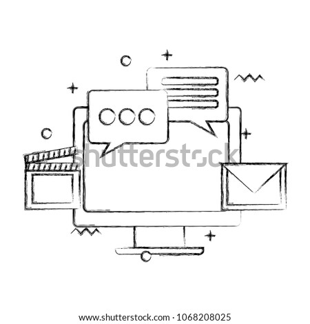 monitor computer tech with social media icons