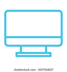 monitor computer technology device wireless vector illustration blue neon line image