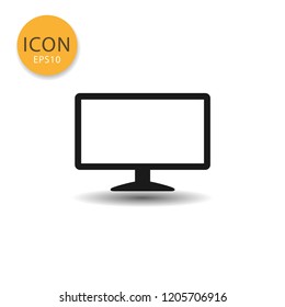 Monitor computer or tv icon flat style in black color vector illustration on white background.